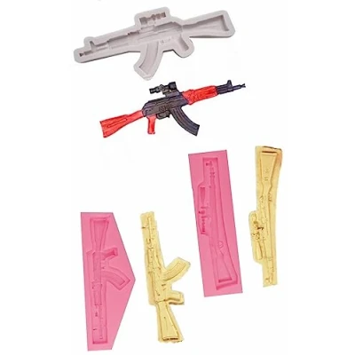Image of TTOA 3 PCs Gun Rifle Shotgun Silicone Fondant Moulds Cake Decoration Sugar Craft Icing Mold Paste Mould