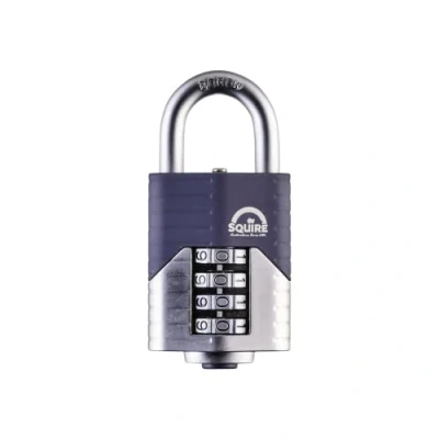 Image of Squire Heavy Duty Padlock (Vulcan Combi 50) Toughest Open Shackle 4 Wheel Vulcan Steel Cast Alloy for Corrosion Resistance Weatherproof Lock Home, School &amp; Shed (Blue, 50 mm)