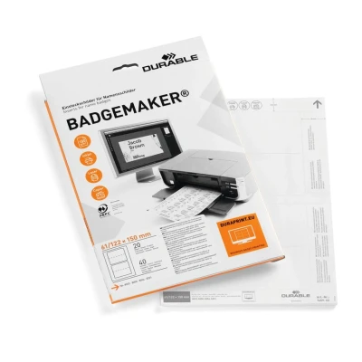 Image of Durable BADGEMAKER Table Place Name Holder Inserts 61 x 150 mm Pack of 40 PrinTable Create Professional Tags In Minutes