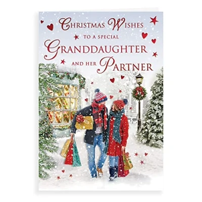 Image of Piccadilly Greetings Traditional Christmas Card Granddaughter &amp; Partner 9 x 6 inches Regal Publishing, C85403