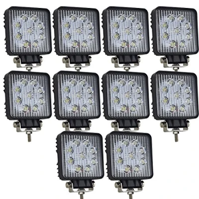 Image of AUXTINGS 10 Pieces 4 inch 27W Flood LED Work Light Bar Square Off road Trucks SUV Driving Fog Lights,DC 12V 24V Waterproof