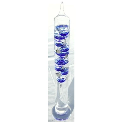 Image of Large 44cm Tall Free Standing Galileo Thermometer with Blue Coloured Baubles