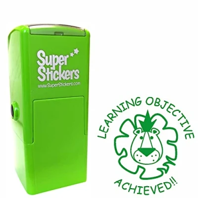 Image of Teacher Stamp, Education Marking Reward Stamps for School Learning Objective Achieved Lion, Impression Size Approx 23x23 mm, Green Ink