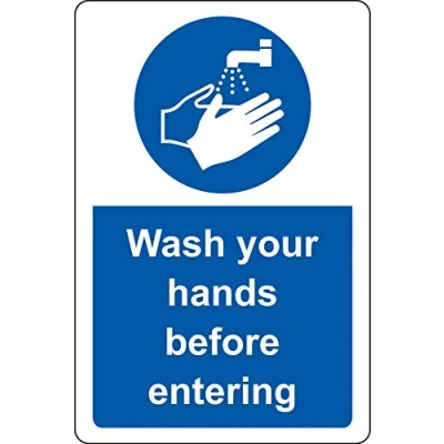 Image of Wash your hands before entering Safety sign Self adhesive sticker 300mm x 200mm