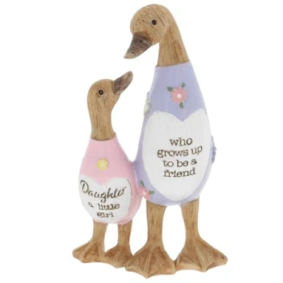 Image of Shudehill Giftware Daisy Message Cute Resin Wooden look Duck Ornament Mum, Nan, Friends, Family and More Sentimental Messages, Gift Ideas For Her (Mum/Daughter)