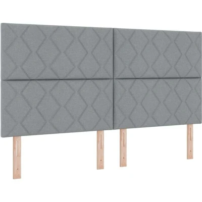 Image of vidaXL LED Headboard Diamond Blocks Design Light Grey 180 cm Fabric