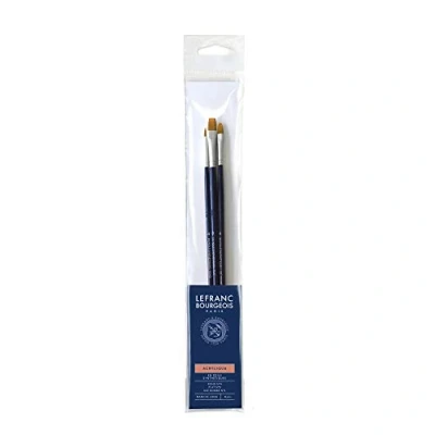 Image of Lefranc Bourgeois Painting Brush, Mixed Set Round no. 4, Flat 8, Filbert Long Handle, 3Pinsel(Rd Nr.4/Flach Nr.8/Filb.Nr.4) Langer Stiel