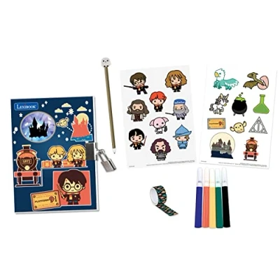 Image of Lexibook SD30HP Harry Potter Electronic Secret Diary with Accessories, Lighting Effects, Padlock and Key, Stickers, Pen, 100 page, M, Rosso