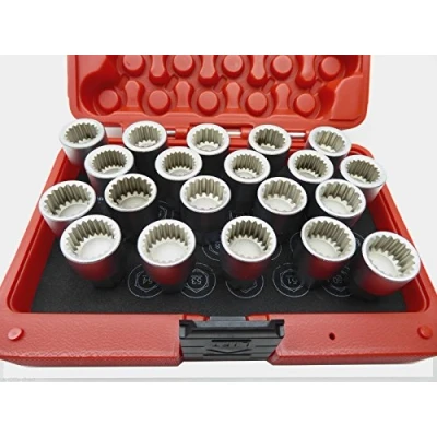 Image of Neilsen 20pc Locking Wheel Nut Key Socket OEM Multi Spline Compatible with Porsche Cayenne Vw Touareg