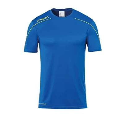 Image of Uhlsport Stream 22 Short Sleeve Jersey Men, White/Black, Moisture Wicking Crew Neck Dry Tech, Size S