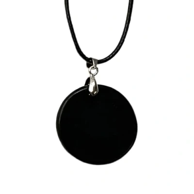 Image of VIE Coin Pendant, Black Cord (Black Tourmaline)