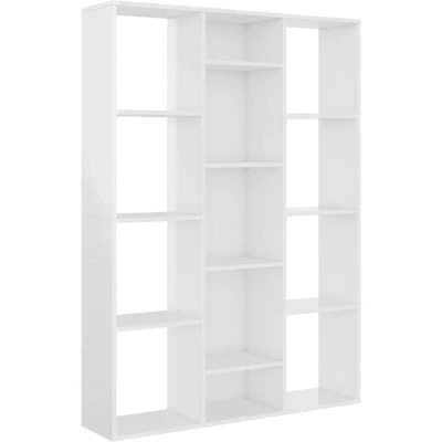 Image of vidaXL Room Divider/Book Cabinet Privacy Screen Panel Seperator Book Stand Bookshelf Rack Office File Furniture Chipboard High Gloss White