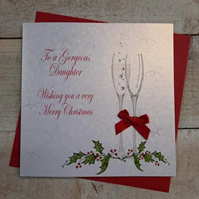 Image of White cotton cards X69 To a Gorgeous Daughter Handmade Christmas Card,