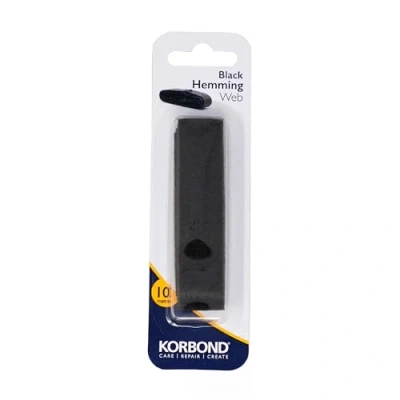 Image of KORBOND 10m Hemming Web Black x 2cm Iron on Tape NO SEWING REQUIRED  Ideal for Hems, Trousers, Jeans, Work Badges &amp; School Clothes