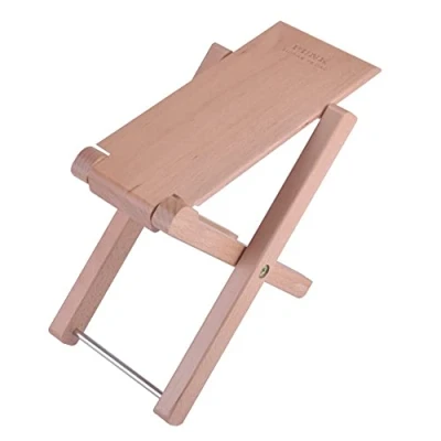 Image of KingPoint Solid Beech Wood Guitar Footstool 4 Adjusatble Height Levels（Natural Wood）