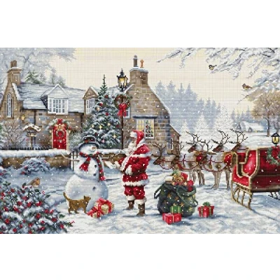 Image of Luca S Cross Stitch Kit Gold Santa&#039;s Cottage, BU5011, Needlecraft