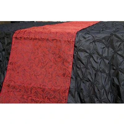 Image of Flock Organza Sashes Bows and Table Runners 9 Colours Wedding Chairs Venue Decor (Red Runner)