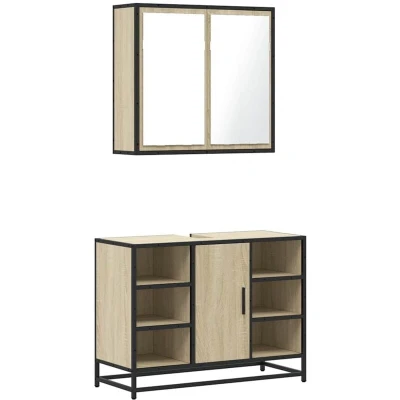Image of vidaXL 2 Piece Bathroom Furniture Set Sonoma Oak Engineered Wood