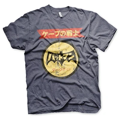 Image of BATMAN Officially Licensed Japanese Retro Logo Mens T Shirt (Navy Heather), X Large