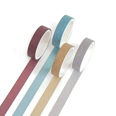 Image of YUBBAEX Set of 4 Natural Color Washi Masking Tape, Scrapbook tape For DIY, Decorative Craft, Gift Wrapping, Scrapbooking (Basic Style)