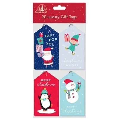 Image of Tallon XA0122 Festive Wonderland Luxury Christmas Tags, Cute Designs Pack of 20