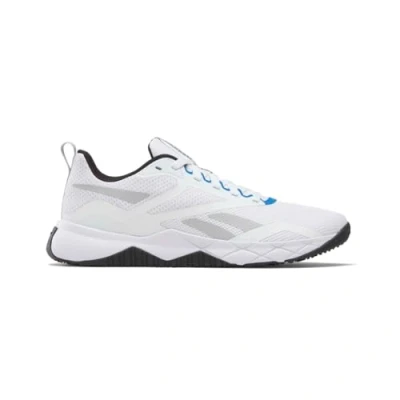 Image of Reebok NFX Trainer Training shoe, Men&#039;s, Size: 6.5, White/black/optimum blue Textile/synthetics