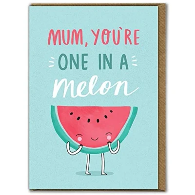 Image of Brainbox Candy Funny Mother&#039;s Day/Birthday Card &#039;One In A Melon&#039; Perfect Cute For Special Mum To Go With Mothers Day or Birthday Gift