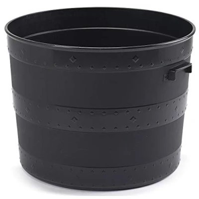 Image of Whitefurzee Blacksmith Tub Planter Black Plastic Plant Pot Barrel 24 Litre or 102 Litre,
