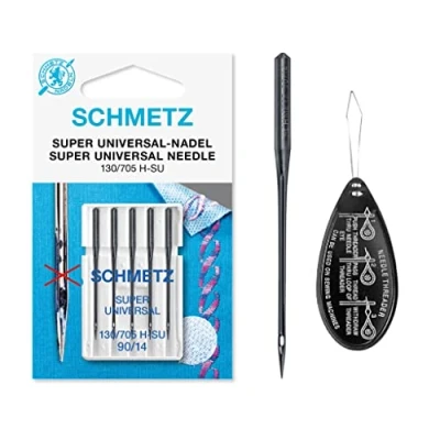 Image of Super Universal (NonStick/Anti Glue) Sewing Machine Needles, Size 90/14, Includes Large Needle Threader
