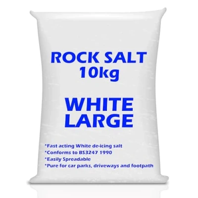 Image of 10kg Bag of Grit Rock Salt Deicing White for Weeds De Icing Paths, Driveways &amp; Roads Snow Ice
