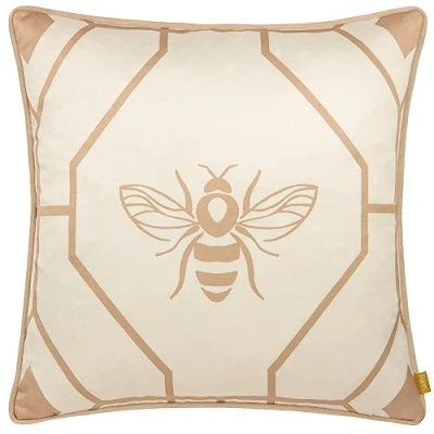 Image of furn. Bee Deco Geometric Feather Filled Cushion Champagne Size 43 cm x