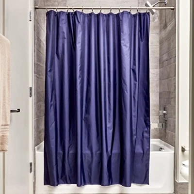 Image of iDesign Poly Bath Curtains, Long Shower Curtain, Made of Polyester, Navy