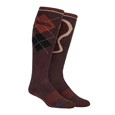 Image of Storm Bloc Mens Extra Long Knee High Thick Cotton Rich Argyle Patterned Wellington Boot Socks (6 11 uk, SBGMS007BRN)