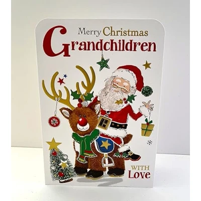 Image of Jonny Javelin Grandchildren Merry Christmas Card Santa Reindeer