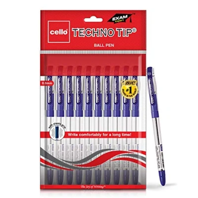 Image of Cello Ball pen Pack of 10 (Techno Tip(Blue))