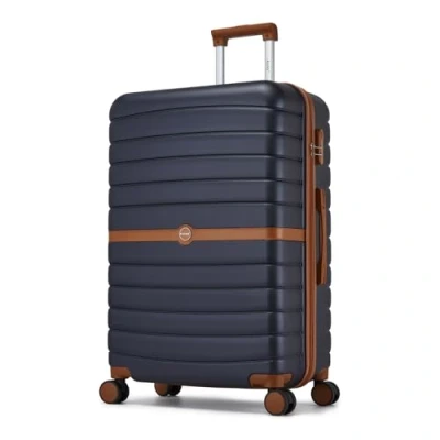 Image of Kono Large Suitcase 28 inch Lightweight ABS + PC Hard Shell Trolley Case Travel Hold Check in Luggage with 3 Digit Combination Lock Spinner Wheels (Navy/Brown)