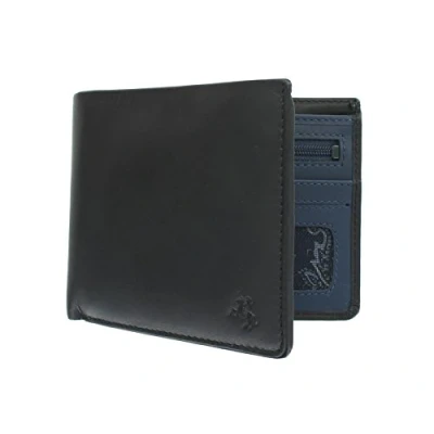Image of VISCONTI Slim Collection TAP &#039;N&#039; GO Leather Wallet with RFID Protection VSL33 Black/Steel Blue