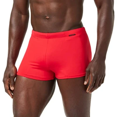 Image of bruno banani Men&#039;s Mini Wave Line 2.0 Swim Trunks, Red (Red 008), L
