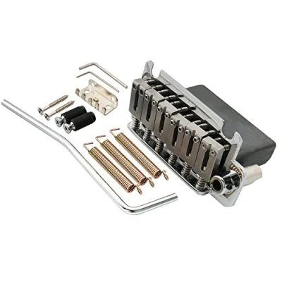 Image of Musiclily Pro 54mm 2 Point Style Guitar Tremolo Bridge with Stainless Steel Saddles Full Block for Japan Import Strat, Chrome