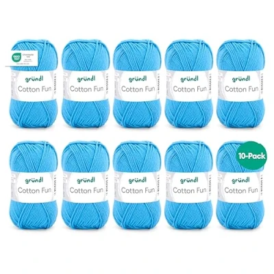 Image of Gründl Cotton Fun Wool Cotton, sky blue, 27.00 x 11.00 07.00 cm