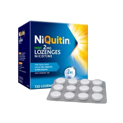 Image of NiQuitin Mint 2 mg Lozenges Effective Smoking Craving Relief 132 Long Lasting Effect Reduce and Quit Aid