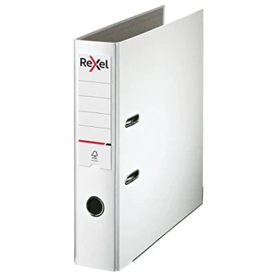 Image of Rexel Lever Arch File Polypropylene ECO A4 75mm White Box 10 2115717x10 Spine Width can Hold up to 500 Sheets. Pack of 10.
