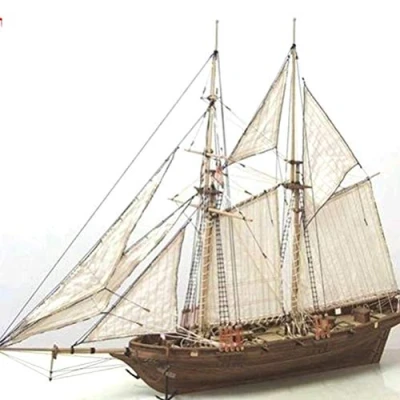 Image of JTLB Bronze Parts Wooden Sailing Boat Ship Kit Home DIY Model Decoration Gifts Toy Children