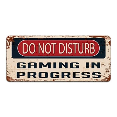 Image of Print Crafted Do Not Disturb: Gaming In Progress Vintage Metal Sign Funny Bedroom, Office, Man Cave Door Decor