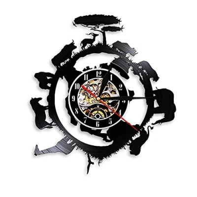 Image of Smotly Vinyl wall Clock, African Elephant Pattern Design Modern is a home decor silent clock gift. (Without light)