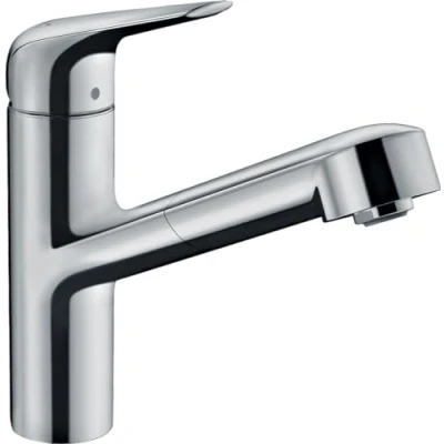 Image of hansgrohe 71814000 M427 H150 Kitchen Tap, 120 Swivel Range, Pull Out Spray, Chrome, Spout height 15 cm