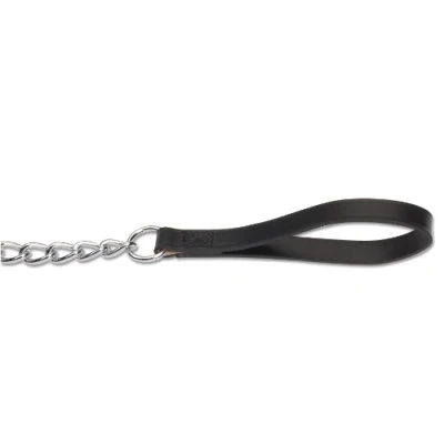 Image of Ancol Heritage Leather Extra Heavy Chain Lead Black 80cm