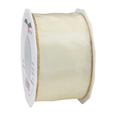 Image of Präsent Manhattan Wired Taffeta Ribbon Cream 25 m Roll 60 mm width