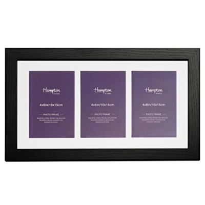 Image of Hampton Frames COLUMBIA 3 6x4 (10x15cm) Black Multi Aperture Plexi (Non Glass) COL364BKPX
