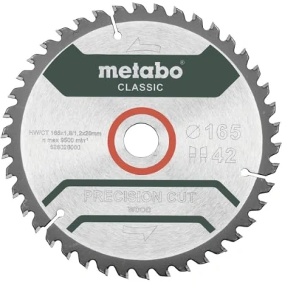 Image of Metabo 628026000 Precision Cut Wood Classic Saw Blade 165 x 1.8/1.2 20 Teeth 42 WZ 5